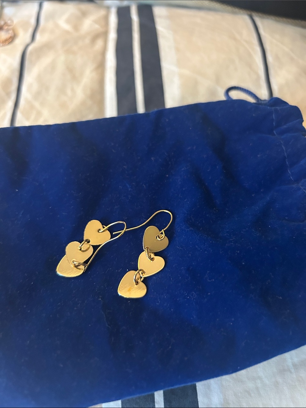 Gold Heart Drop Earrings by